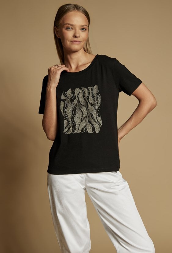 T-shirt z falistym, abstrakcyjnym motywem