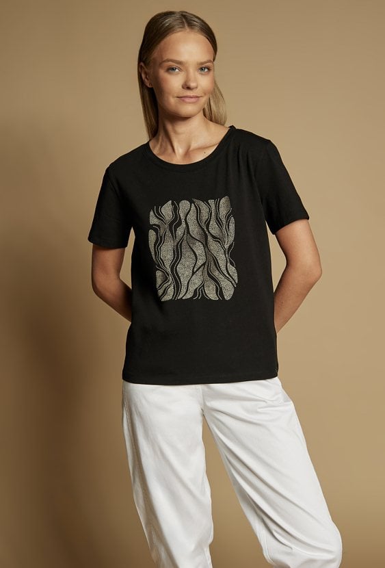 T-shirt z falistym, abstrakcyjnym motywem
