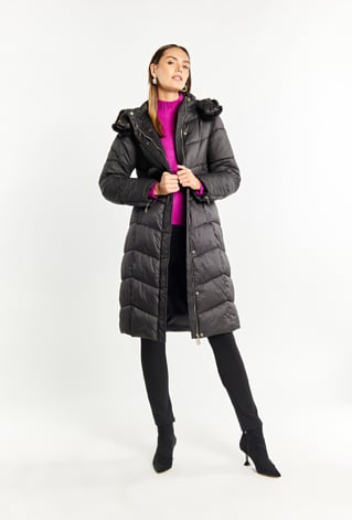 Płaszcz damski z odpinanym kapturem