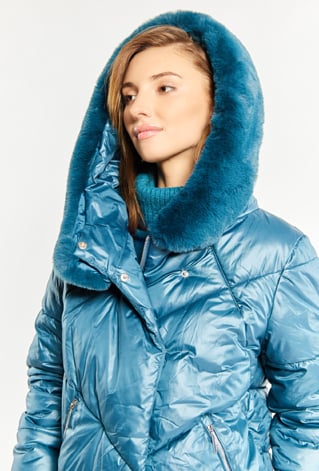 Pikowany płaszcz damski