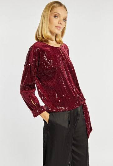 Cekinowa bluza z wiązaniem