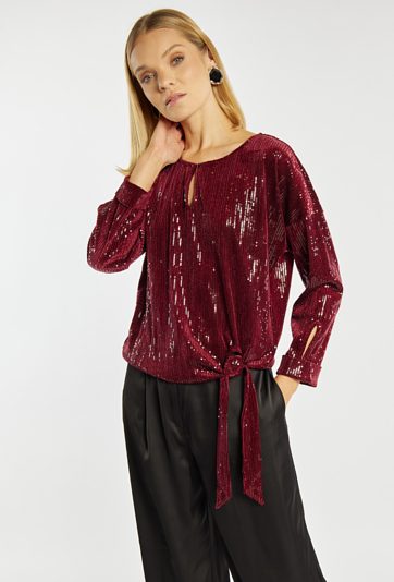 Cekinowa bluza z wiązaniem