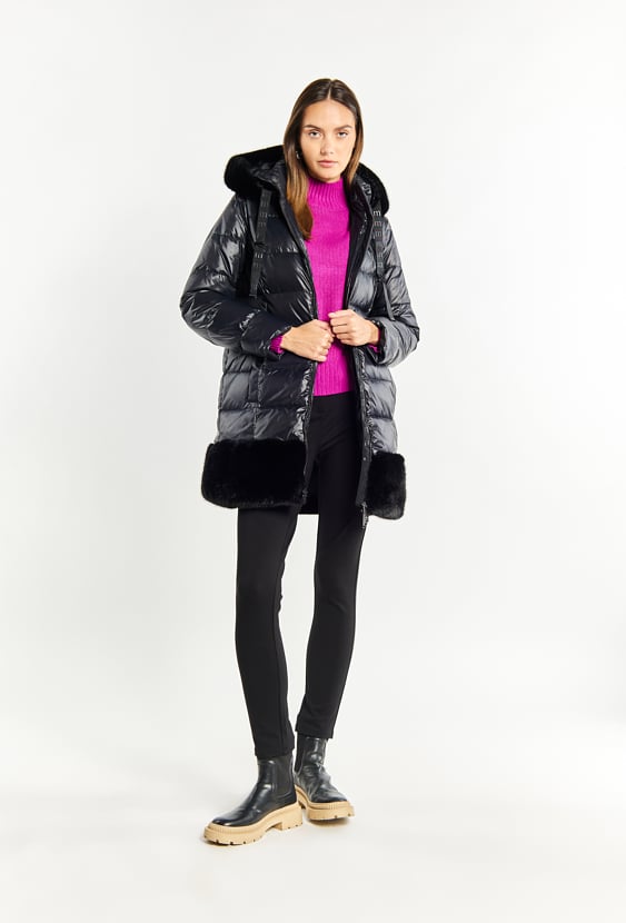 Pikowany płaszcz damski