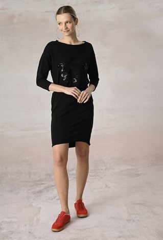 Bawełniana sukienka z cekinową aplikacją