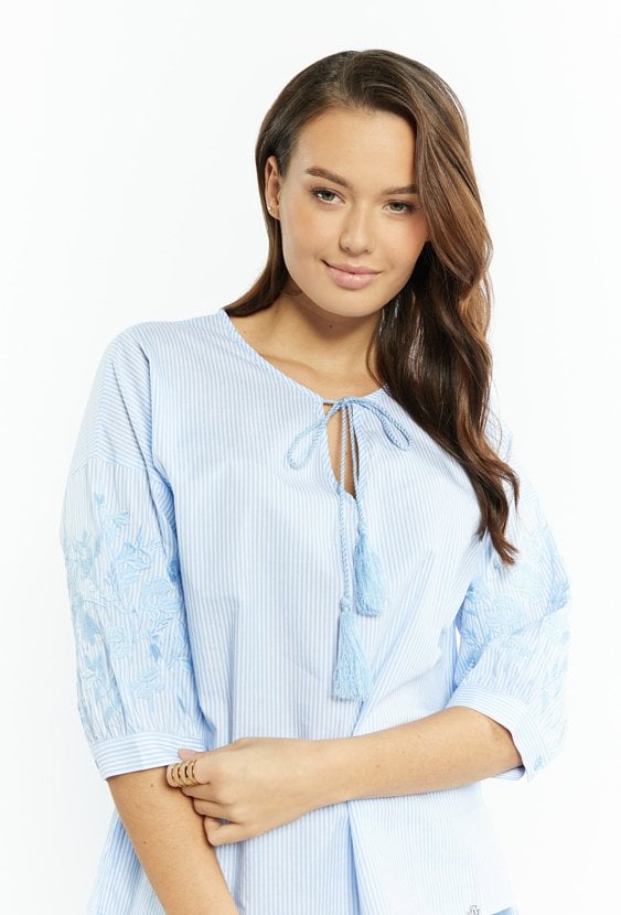 Bluzka damska z wiązaniem przy dekolcie