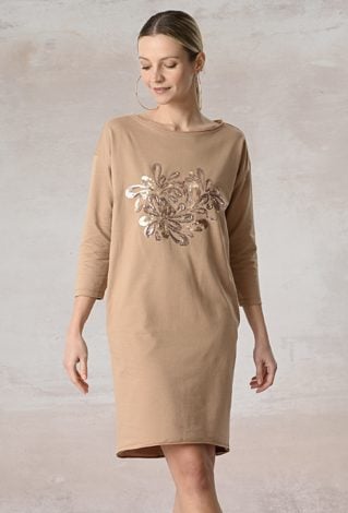 Bawełniana sukienka z cekinową aplikacją