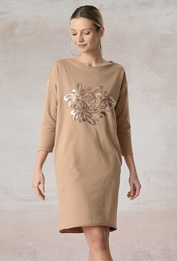 Bawełniana sukienka z cekinową aplikacją