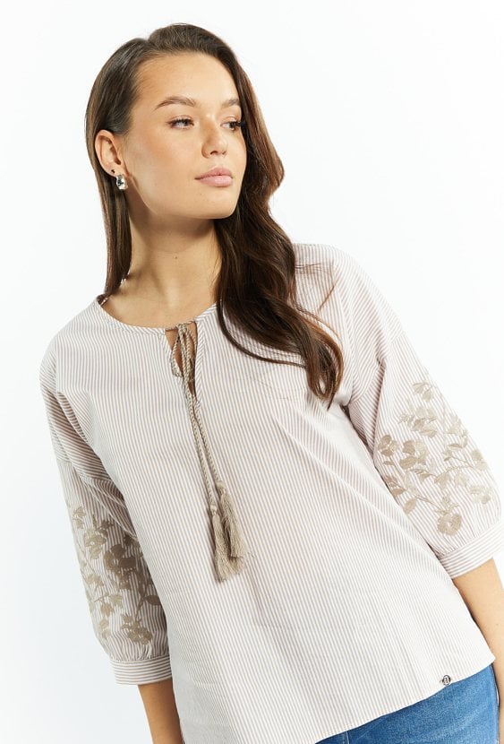 Bluzka damska z wiązaniem przy dekolcie