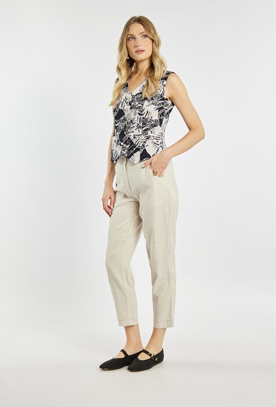 Lniane spodnie z wzorem