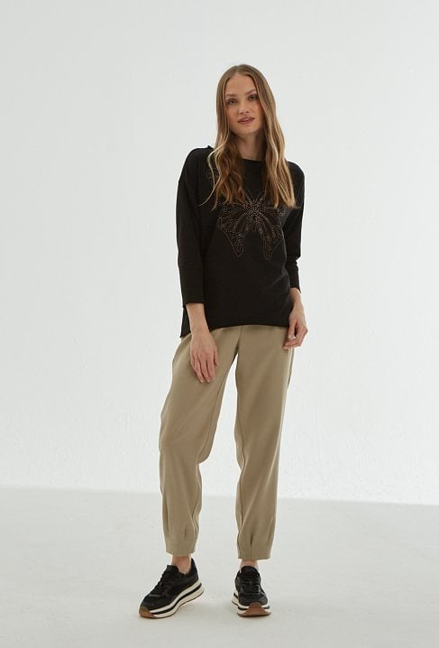 Bawełniana bluza z  dżetową aplikacją