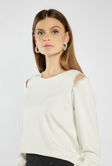 Bluza z delikatną błyszczącą lamówką