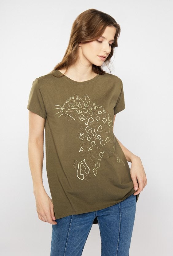 T-shirt damski z dłuższym tyłem