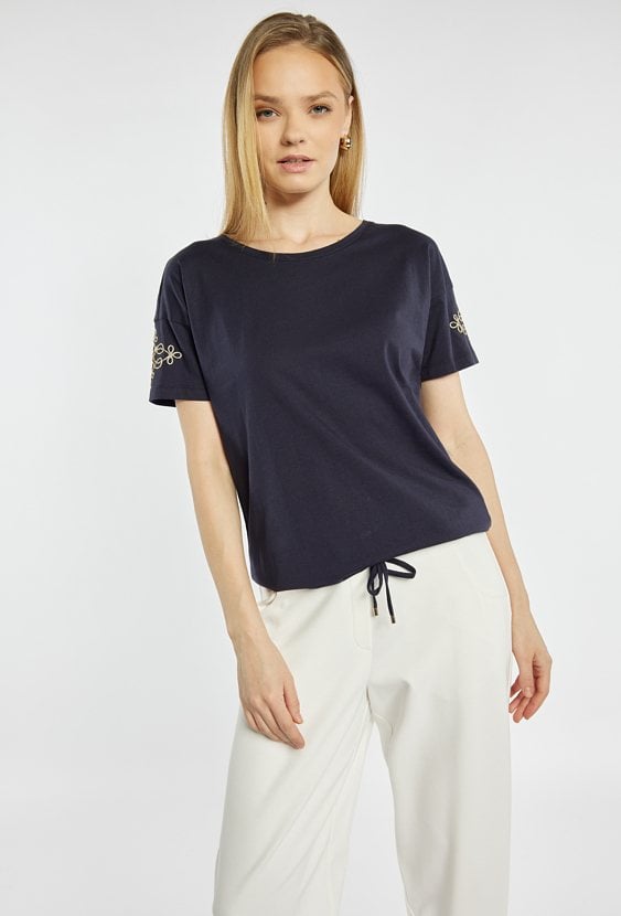 T-shirt damski z wiązaniem