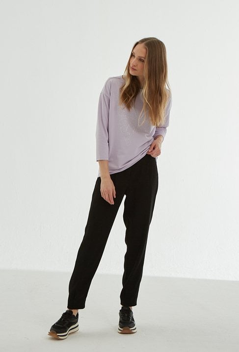 Bawełniana bluza z dżetową aplikacją