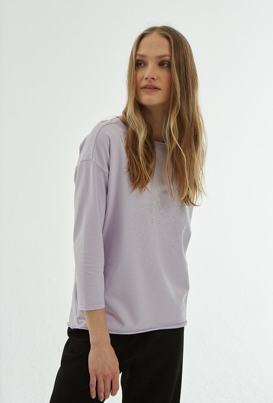 Bawełniana bluza z dżetową aplikacją