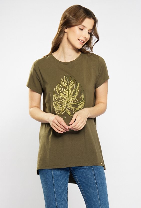 T-shirt damski z dłuższym tyłem