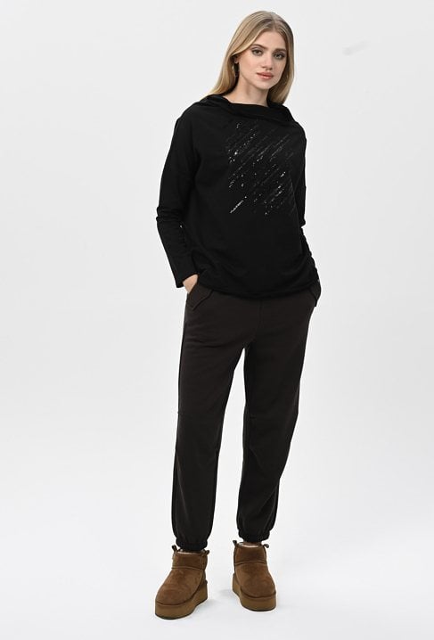 Ciemnobrązowe klasyczne spodnie dresowe