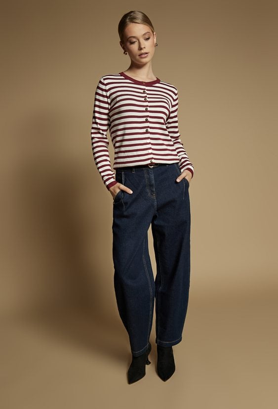 Sweter w paski z wiskozą