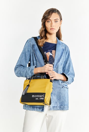 Tekstylna torba damska z przywieszką