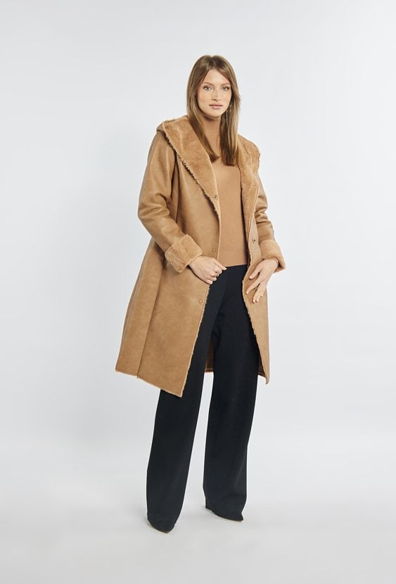 Płaszcz damski z kapturem