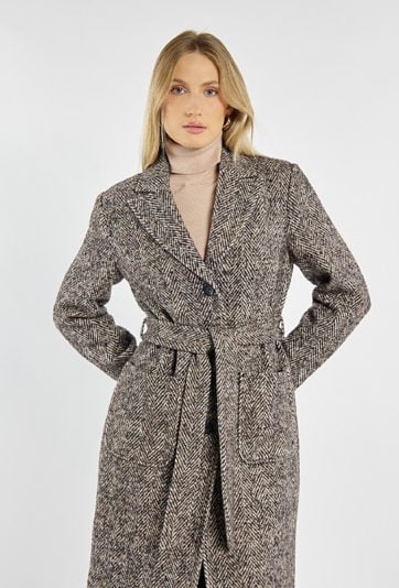 Stylowy płaszcz z wiązaniem