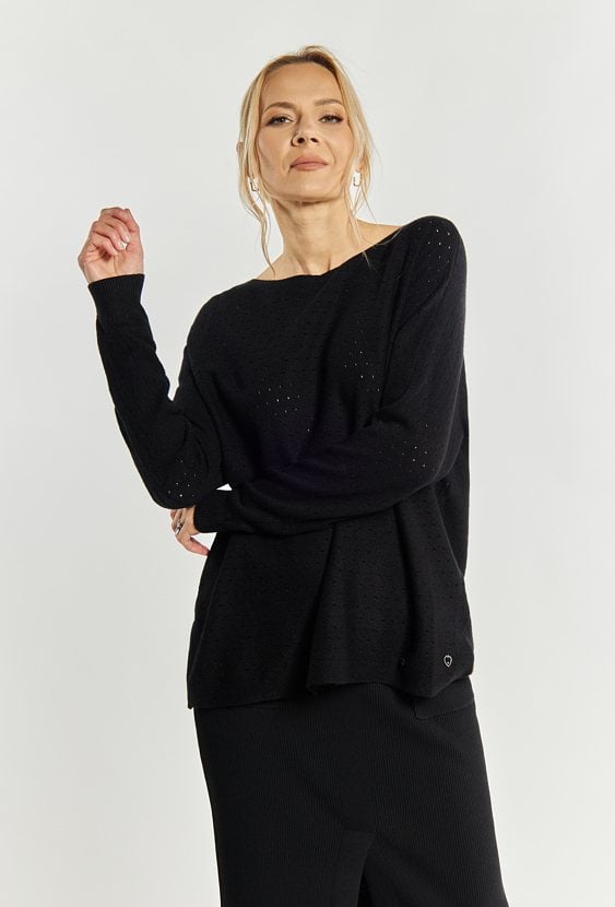 Ażurowy sweter damski