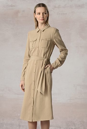 Beżowa szmizjerka z wiskozy