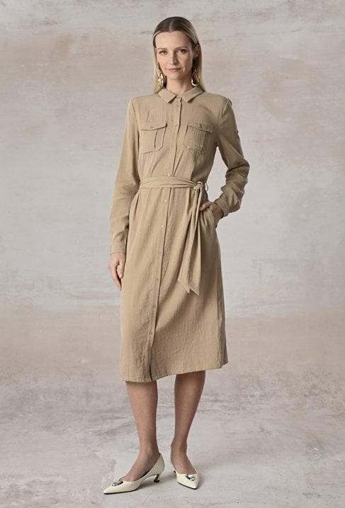 Beżowa szmizjerka z wiskozy