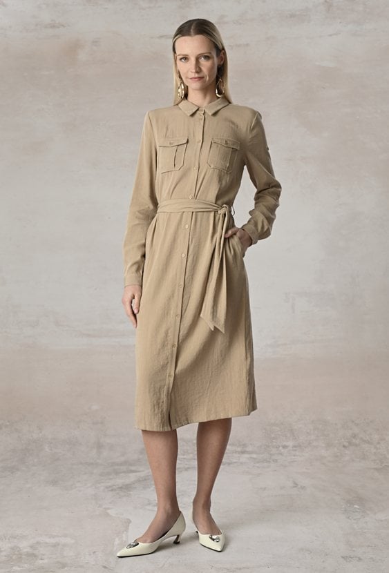 Beżowa szmizjerka z wiskozy