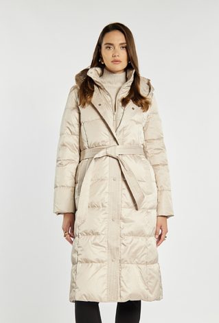 Puchowy płaszcz damski