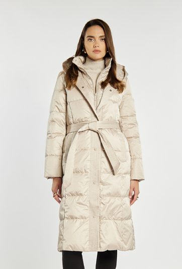 Puchowy płaszcz damski