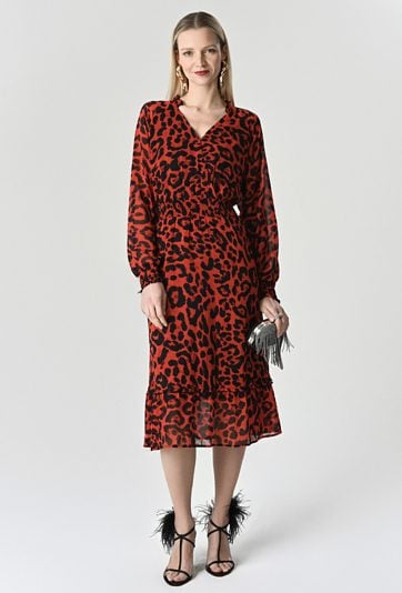 Sukienka w czarno-czerwony print