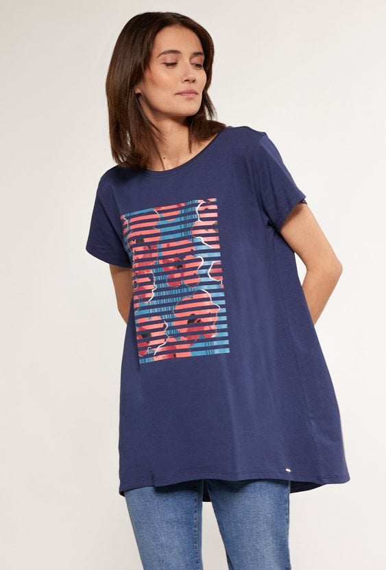 T-shirt damski z dłuższym tyłem