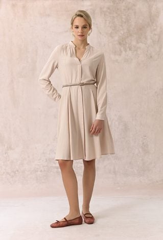 Beżowa koszulowa sukienka