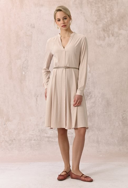 Beżowa koszulowa sukienka