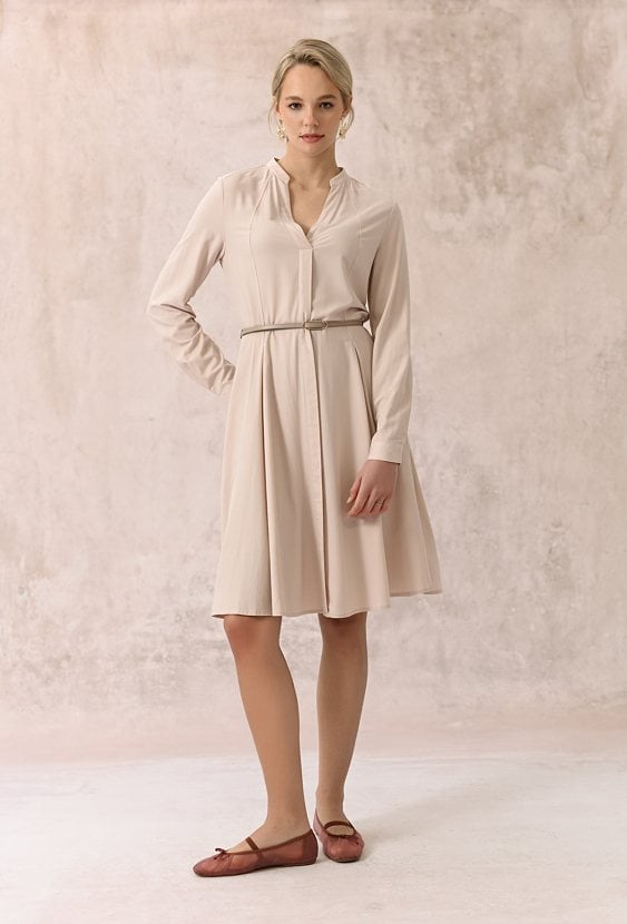 Beżowa koszulowa sukienka