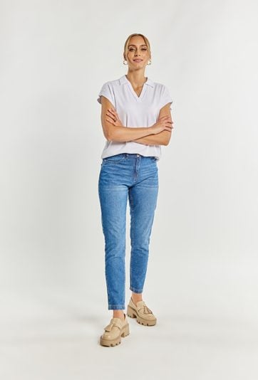 Jeansy damskie z aplikacją