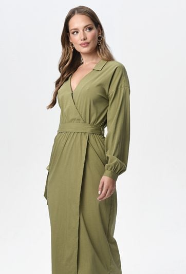 Sukienka typu szmizjerka w zielonym kolorze