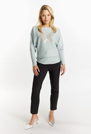 Sweter z dżetowym motylem