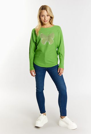 Sweter z dżetowym motylem