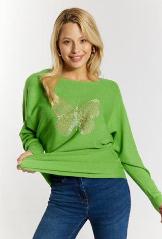 Sweter z dżetowym motylem