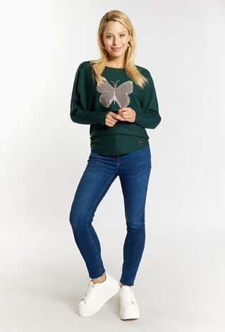 Sweter z dżetowym motylem