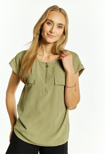 Bluzka damska z rozcięciem przy dekolcie