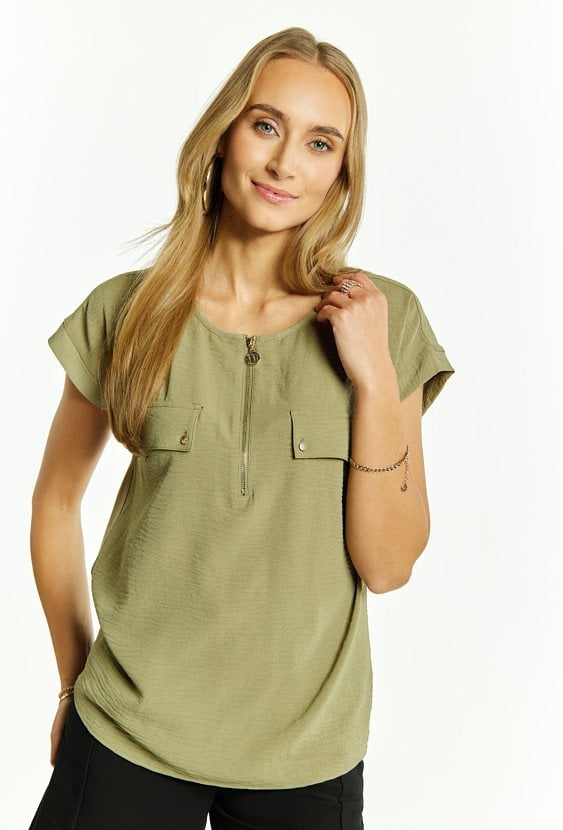 Bluzka damska z rozcięciem przy dekolcie