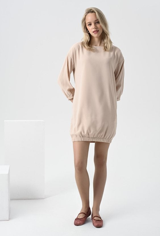Beżowa mini sukienka
