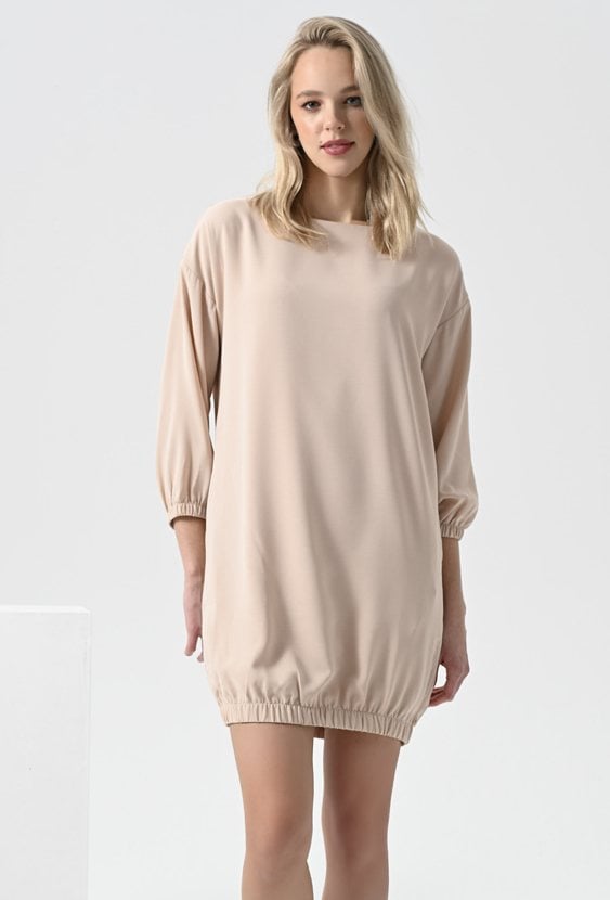 Beżowa mini sukienka