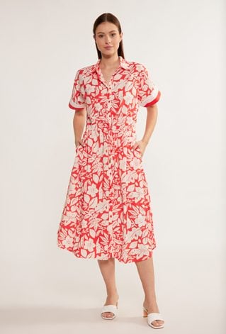 Wzorzysta sukienka midi z wiskozy