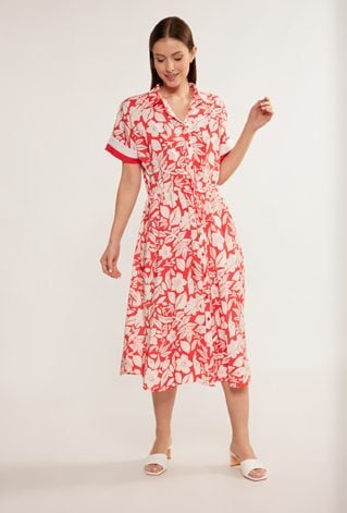 Wzorzysta sukienka midi z wiskozy