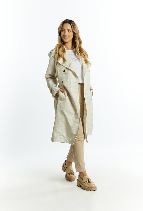 Płaszcz damski z delikatnym wzorem