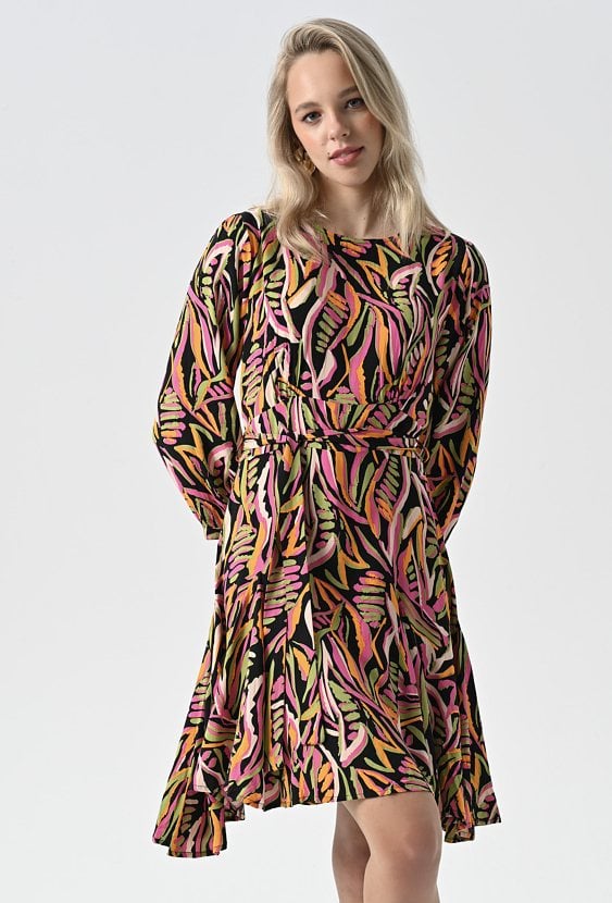 Wiskozowa sukienka w energetyczny print